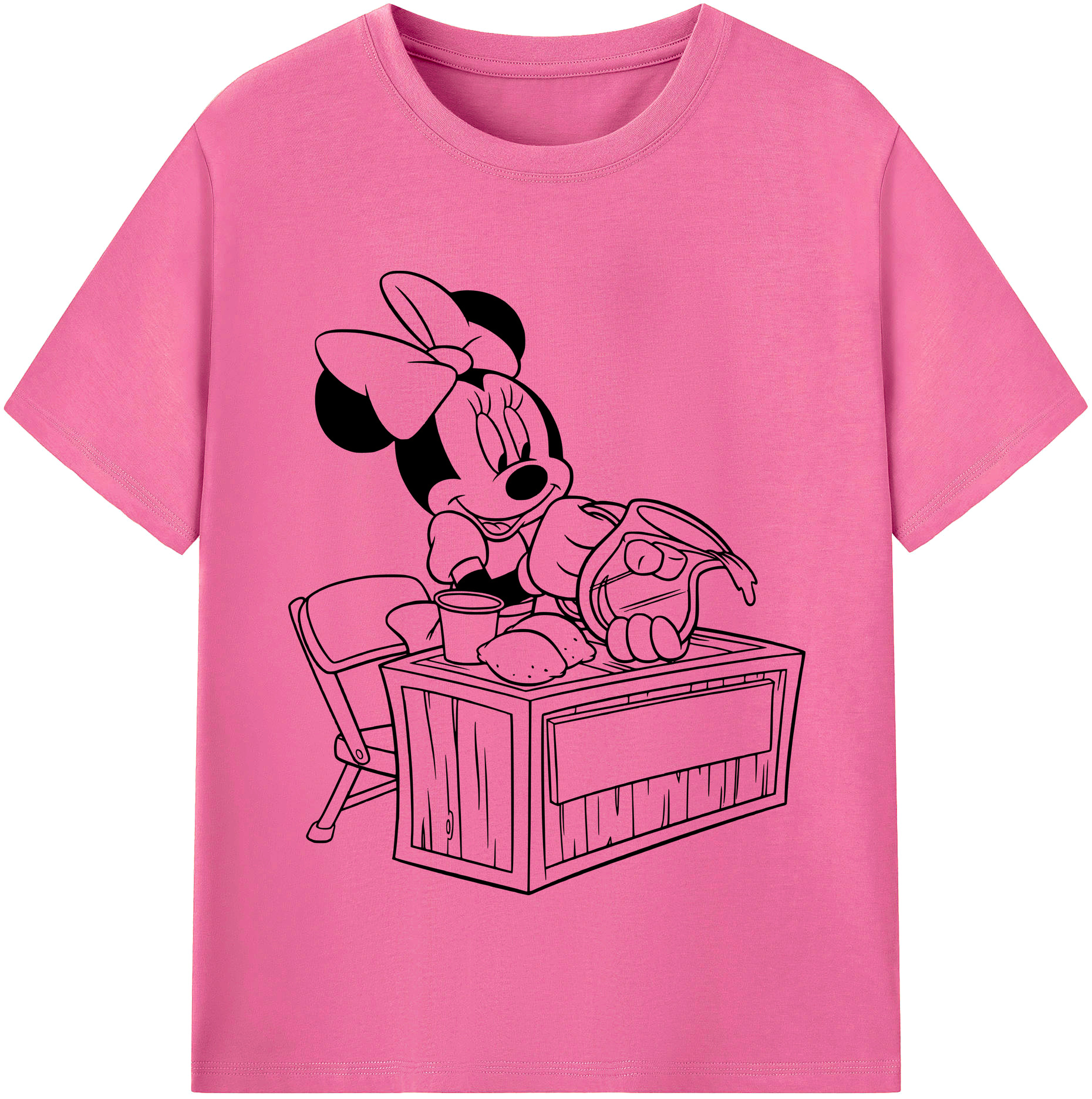 （画像用） ミッキーマウス Mickey Mouse レディースカジュアルプリントTシャツ（綿100％）